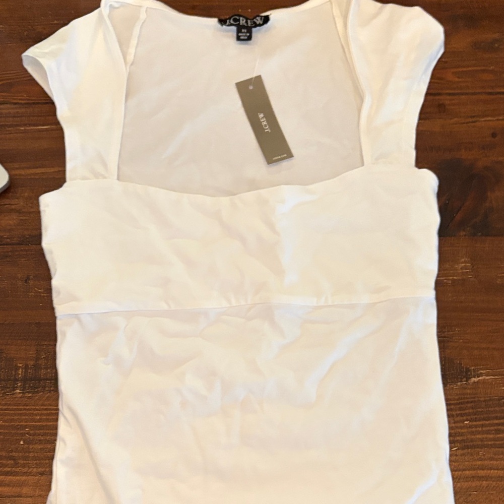 J. Crew White Square-Neck Cap Sleeve Tank